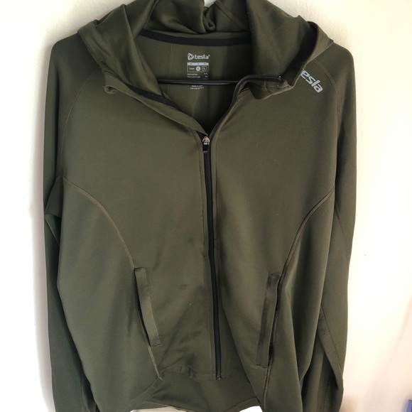 TESLA Full Zip Official Jacket Men’s XL Army Green Polyester Spandex Blend - Picture 6 of 8